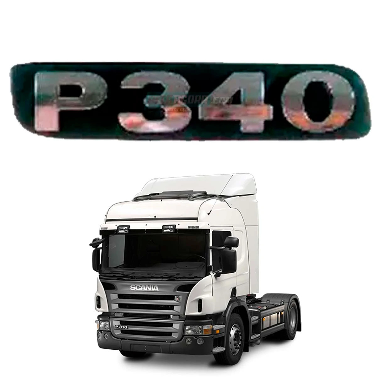 EMBLEMA PLASTICO GRADE CROMADO PARA SCANIA SERIE 4 ''P340'' (448114)