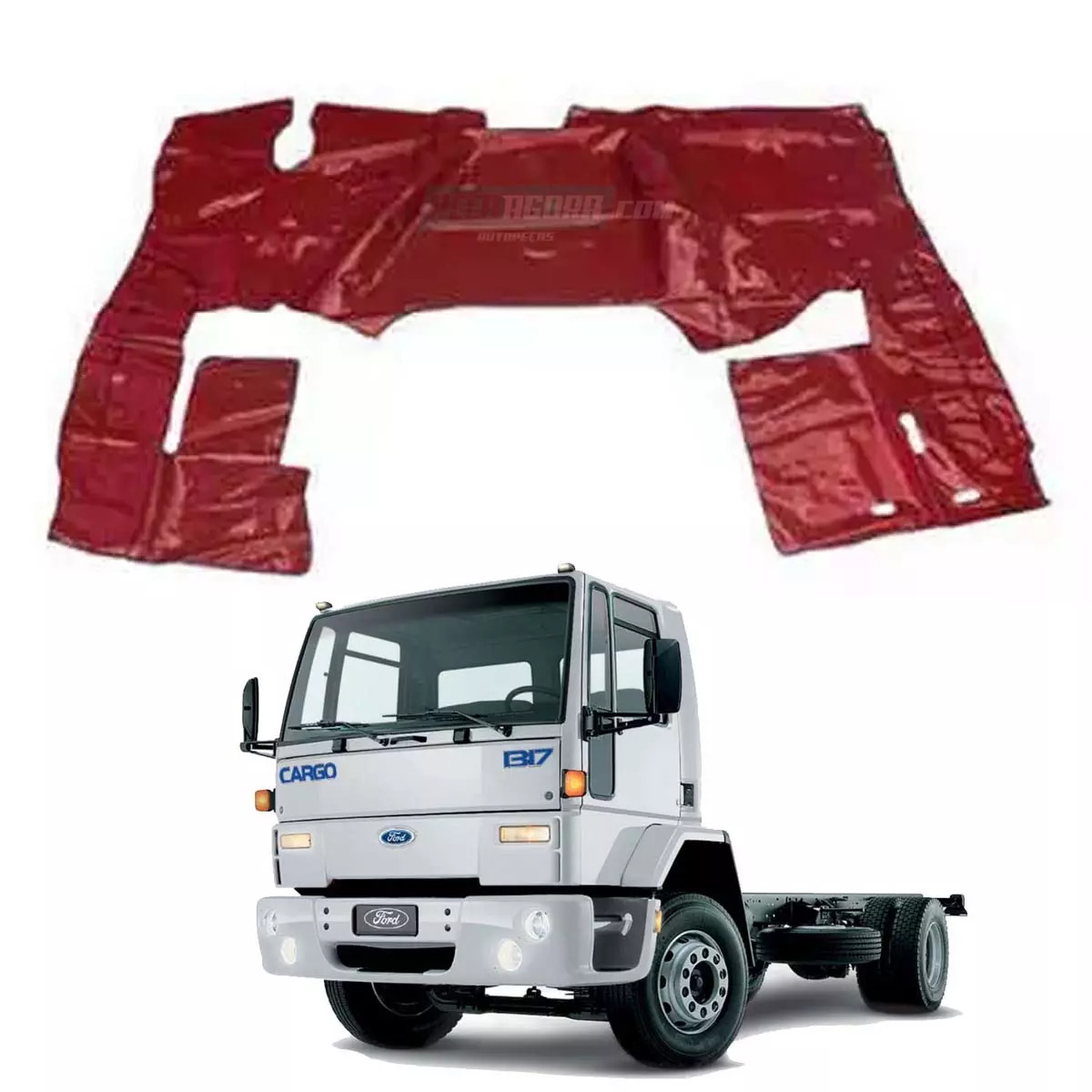 TAPETE VINIL VERMELHO FORD CARGO 2005 A 2011 SEM CAPO (PUES251V)