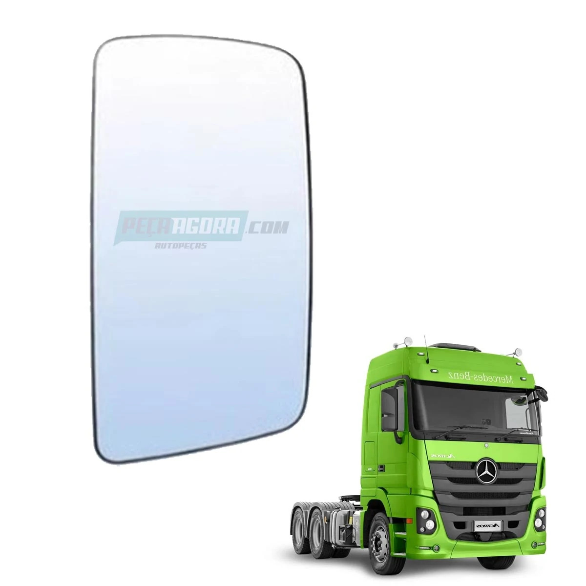 VIDRO ESPELHO RETROVISOR DIR SEM DESEMBACADOR MB ACTROS MERCEDES BENZ (002811343