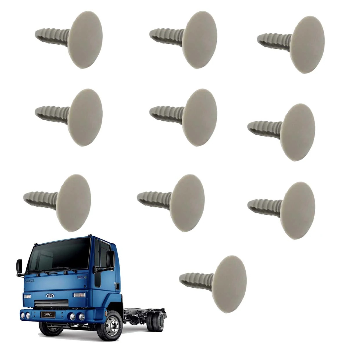 CAIXA 10 PRESILHA RETENTOR FORRO TRASEIRO TETO CINZA FORD CARGO 815E 816 1119 13