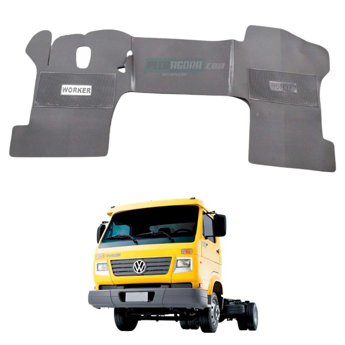 TAPETE DIANTEIRO PVC EMBORRACHADO PRETO ​VW 7100 2000 A 2002 7120 2002 DIANTE 