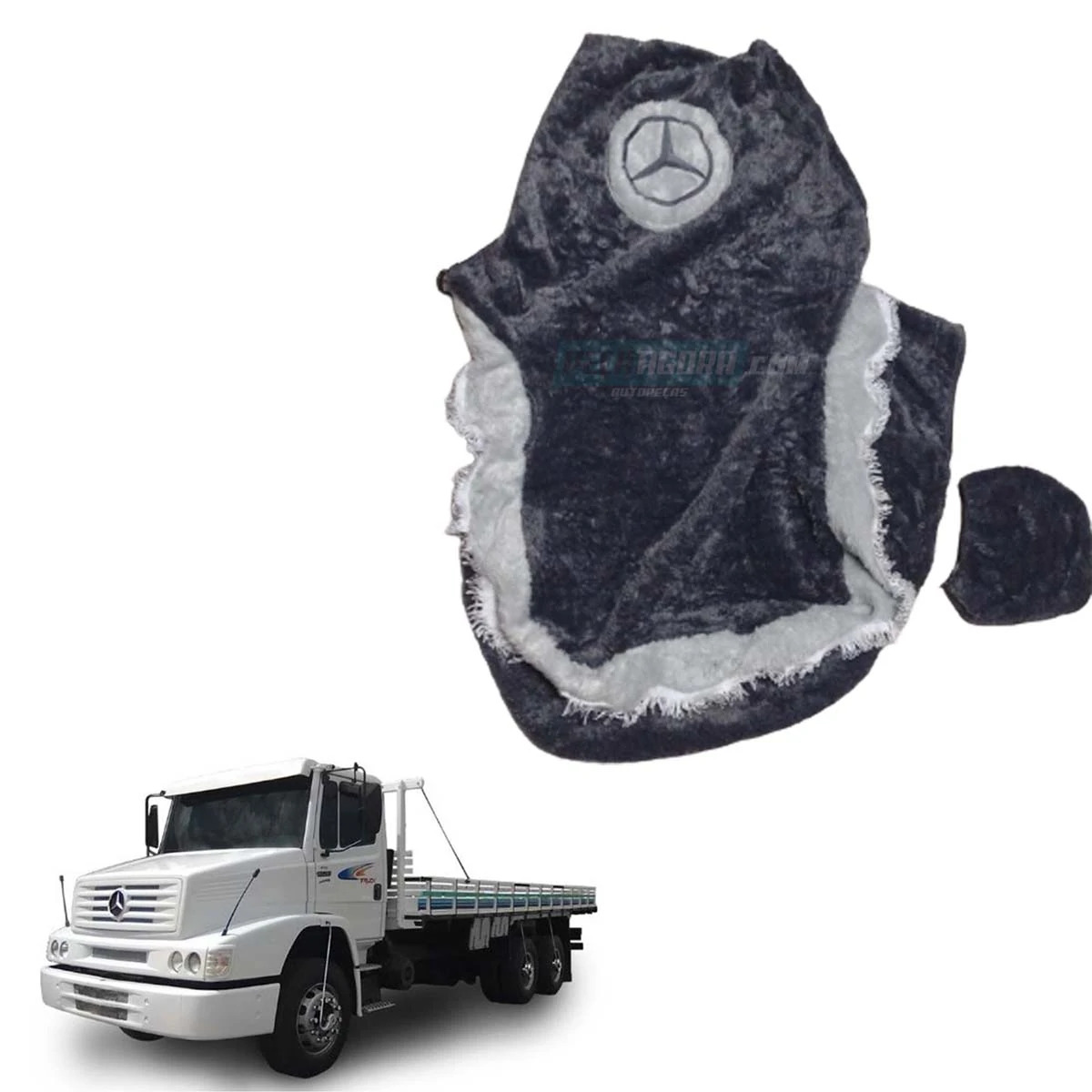 CAPA PELUCIA CHINIL BANCO C/LOGO MB 709 912 1618 1620 SO MOTORISTA GAUCHA CINZA 