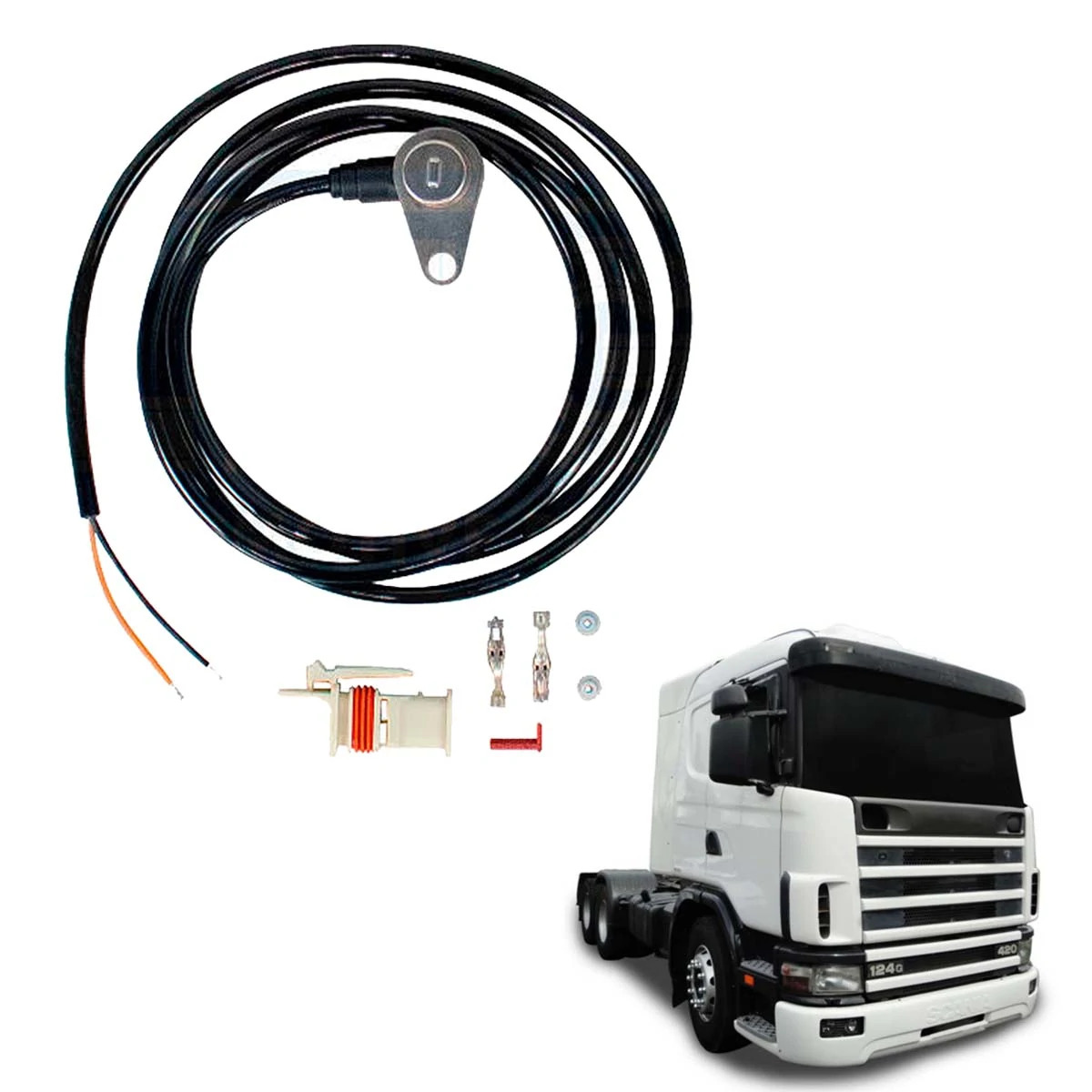 SENSOR VELOCIDADE ROTACAO CAMBIO PARA SCANIA SERIE 4 P G R CHICOTE 1,60M C/ 2 FI
