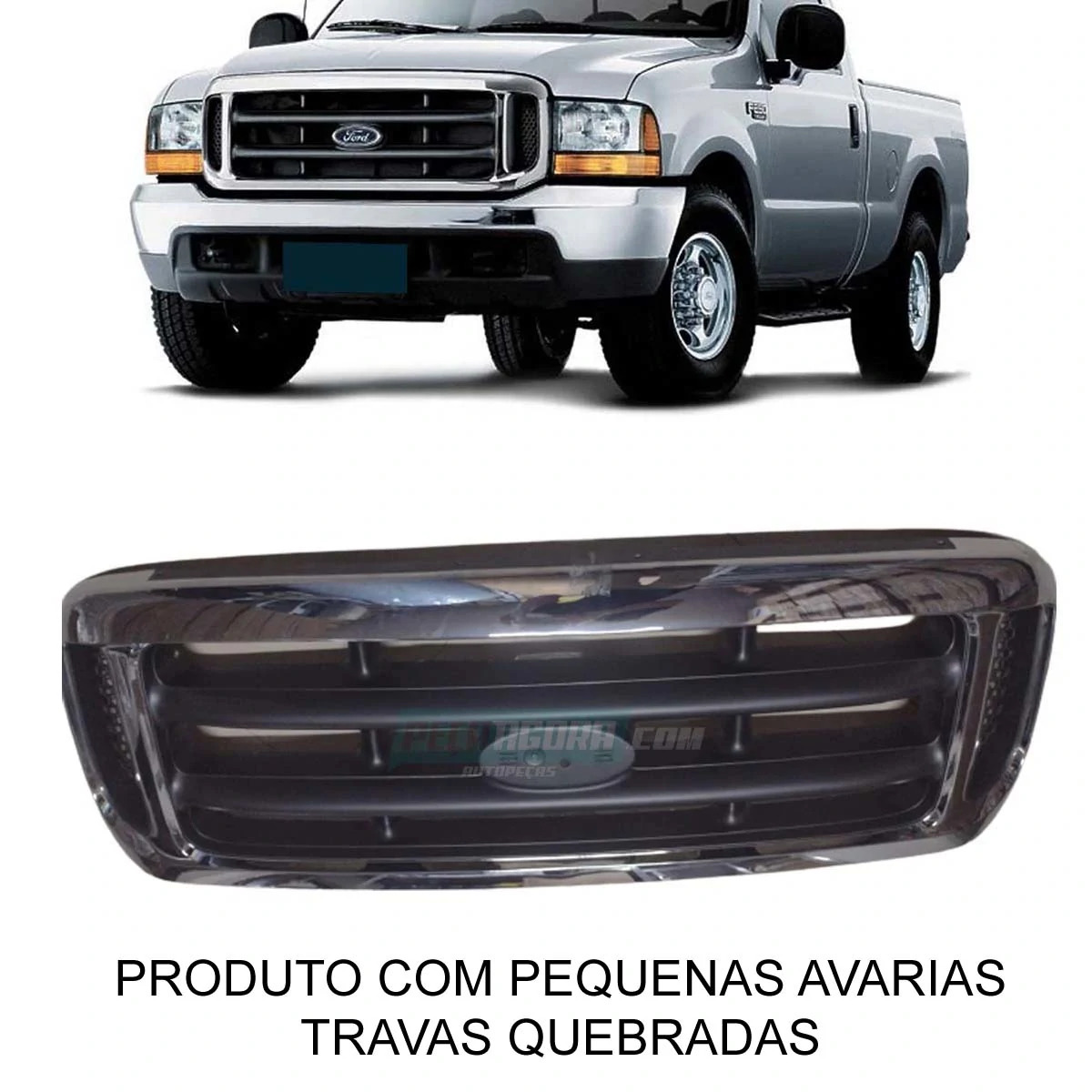 GRADE CROMADA F250 F350 F4000 98 A 05 COM PEQUENAS AVARIAS TRAVAS QUEBRADAS (1C3