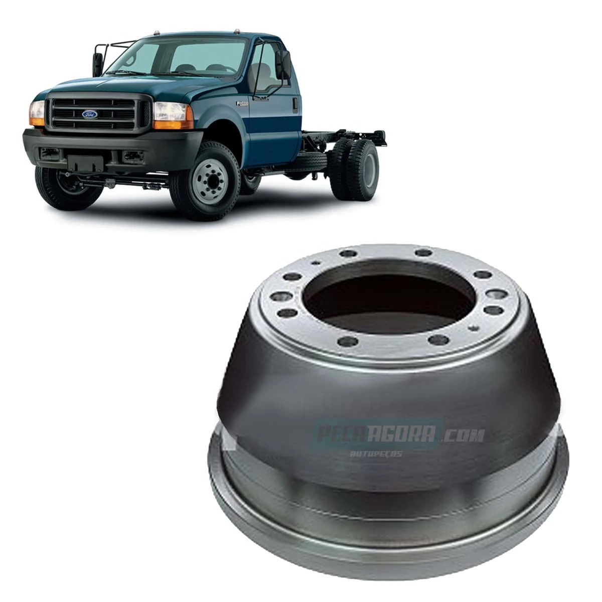 TAMBOR FREIO TRASEIRO 8 FUROS FORD F4000 2002 EM DIANTE (2C351126AA-HF4000N)