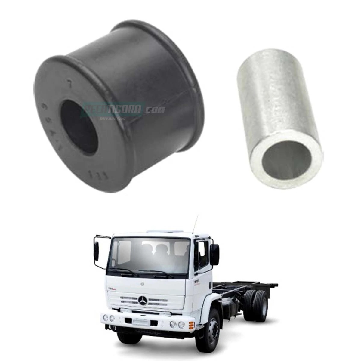 BUCHA COM TUBO AMORTECEDOR TRASEIRA SUPERIOR INFERIOR MB 1214K 1215C 1418R 1718M