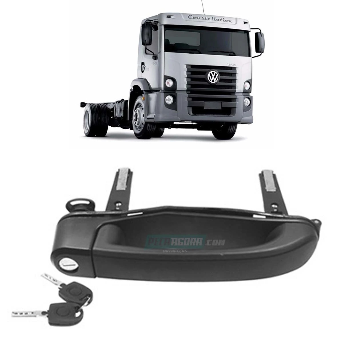 MACANETA EXTERNA PORTA ESQ COM CHAVES VW 13180E 15180E 17250E 24250E 19320 19370