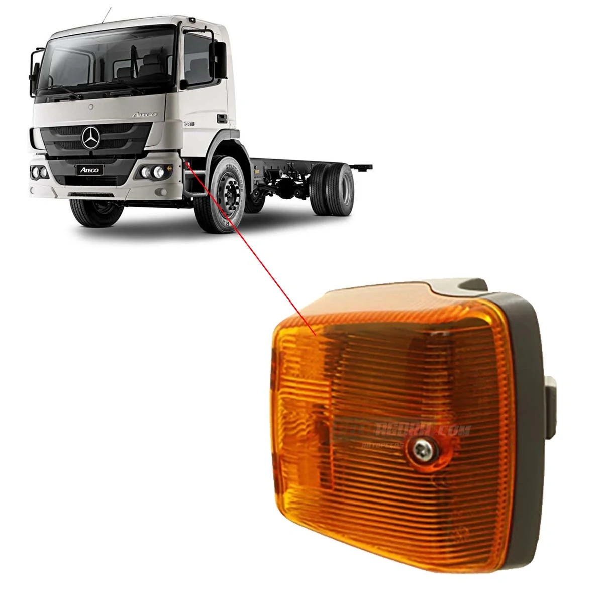 LANTERNA PISCA LATERAL ESTRIBO ESQ AMBAR MB ATEGO 1315 1418 1518 1718 1725 1726 