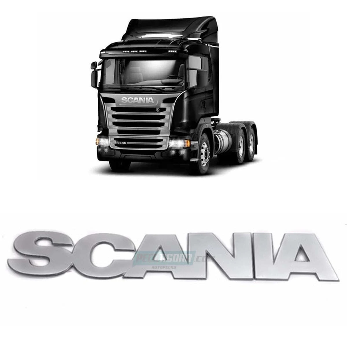 EMBLEMA FRONTAL PARA SCANIA G R 2010 A 2016 HIGHLINE LETREIRO CROMADO PLASTICO 8