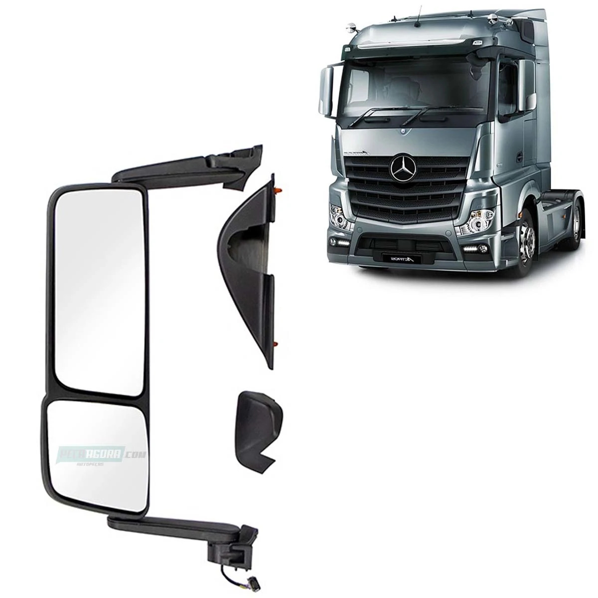 ​ESPELHO RETROVISOR ESQUERDO BRACO LONGO MB ACTROS MP4 2020... ELETRICO COM DE