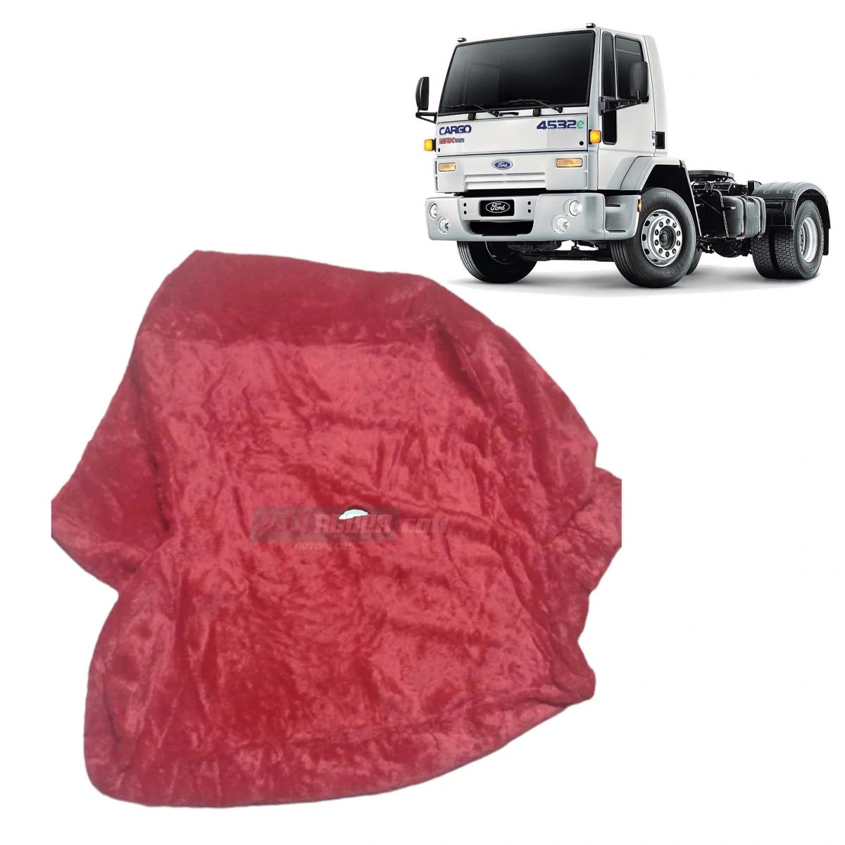CAPA PELUCIA CHINIL BANCO S/LOGO FORD CARGO SO CARONA SOFA GAUCHA VERMELHA (4576