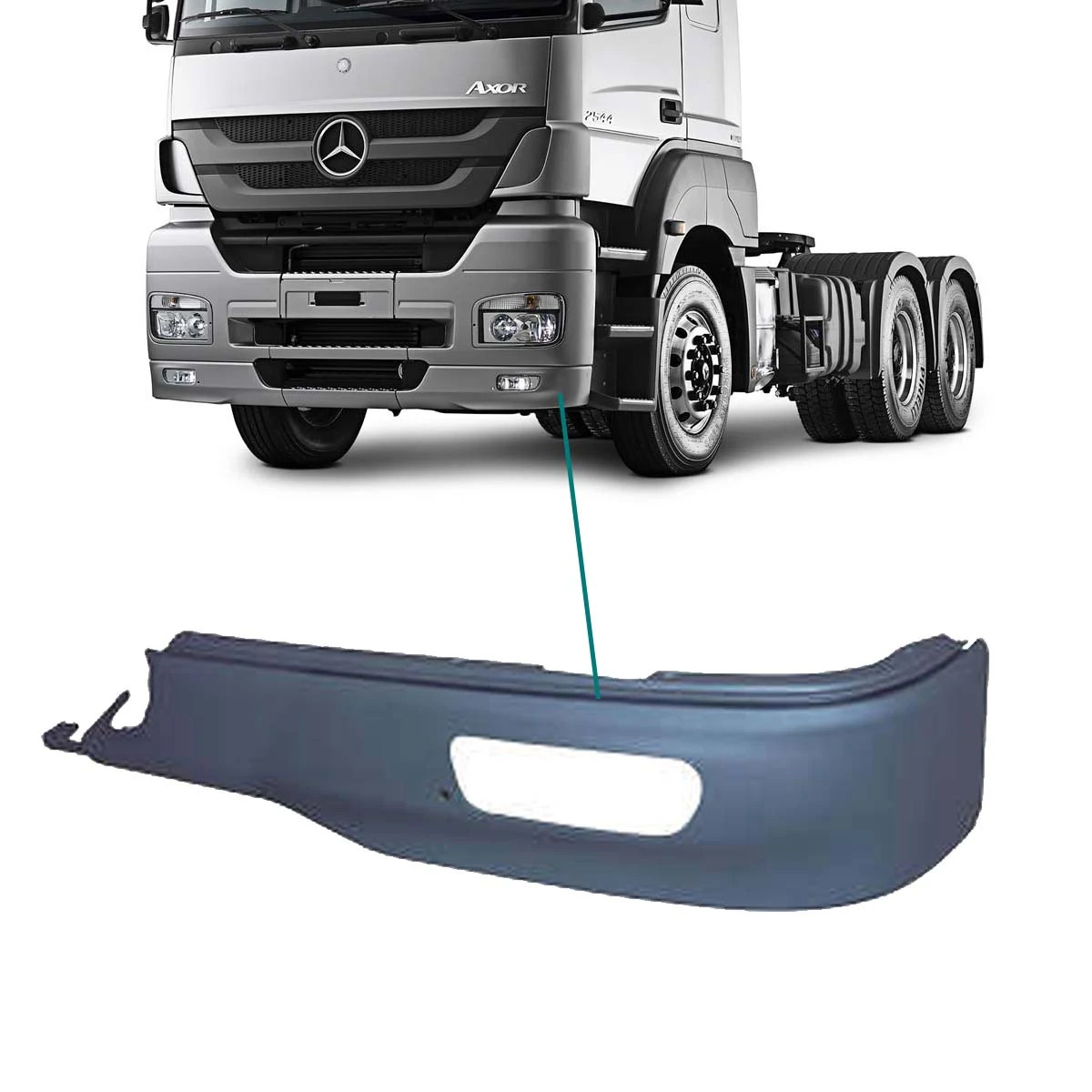 SPOILER PARACHOQUE DIANTEIRO ESQUERDO MB AXOR 2540 2644 INFERIOR COM FURO FAROL 