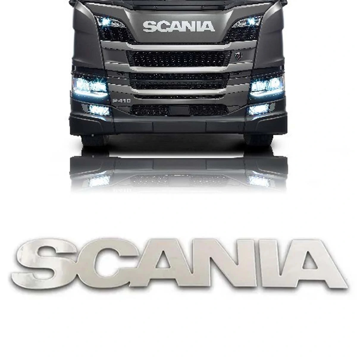 EMBLEMA PLASTICO GRADE CROMADO ''PARA SCANIA'' P SERIE 5 MODERNO (450071)