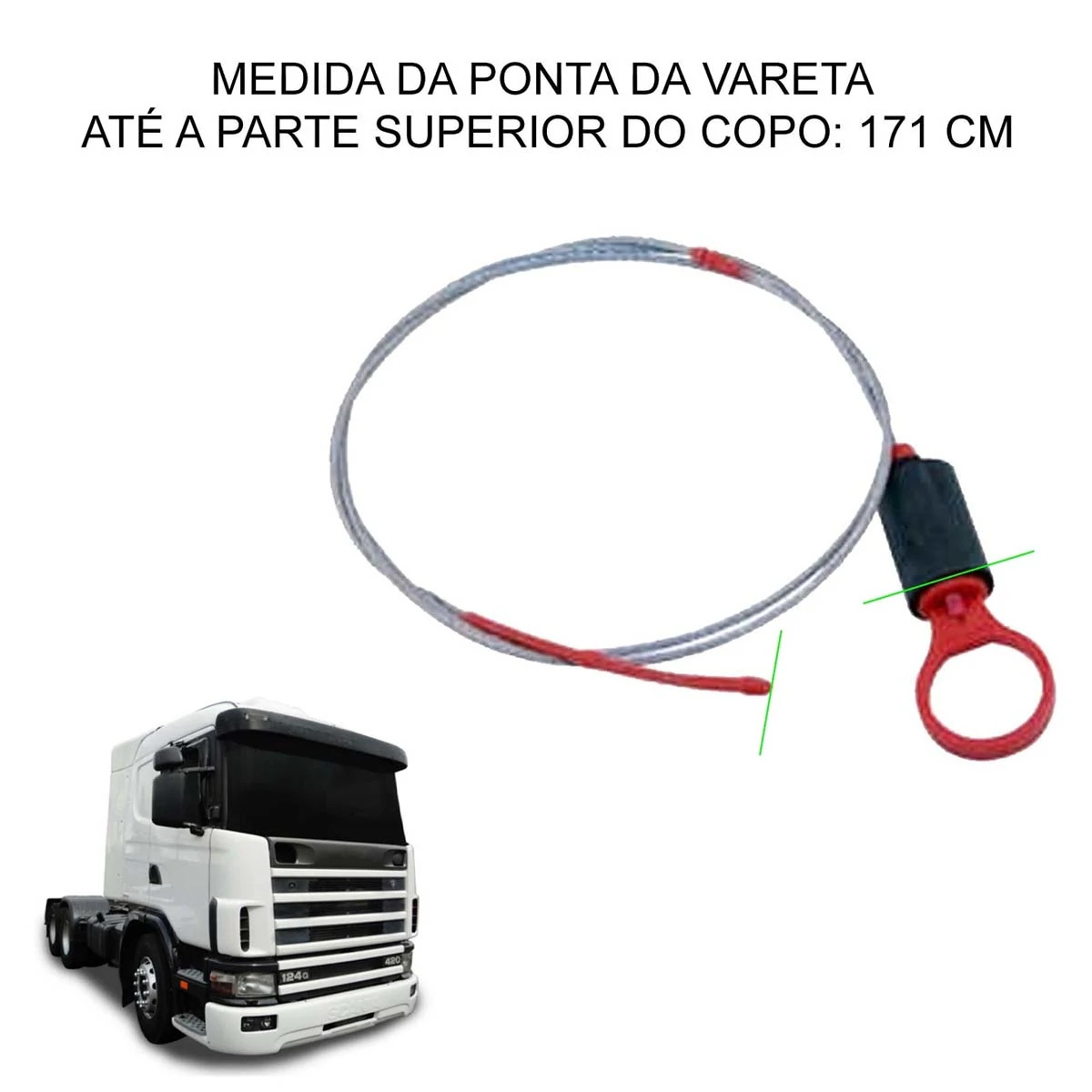 VARETA NIVEL OLEO PARA SCANIA 94 114 124 PONTA PLASTICO 1715 MM (1515985)