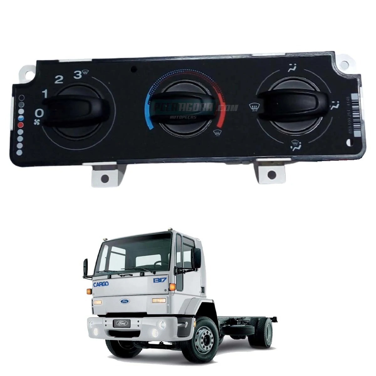 PAINEL CONTROLE VENTILACAO PRETO COMPLETO ​FORD CARGO 1317 1319 1419 1517 1519