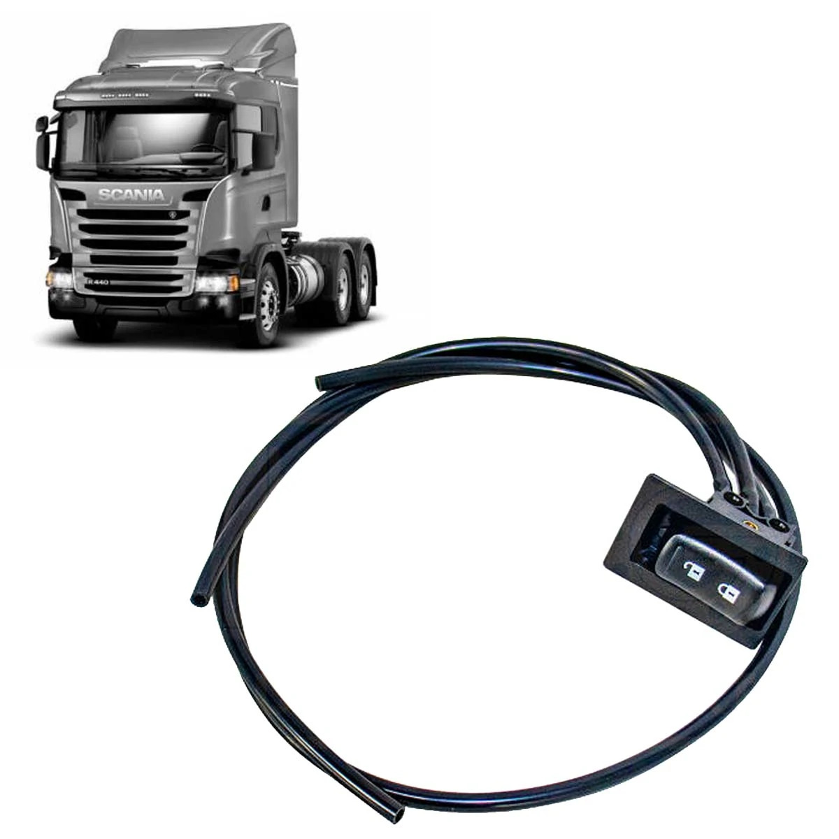 BOTAO TRAVA VOLANTE PARA SCANIA SERIE 5 P G R T ONIBUS F K N COM CHICOTE (218583