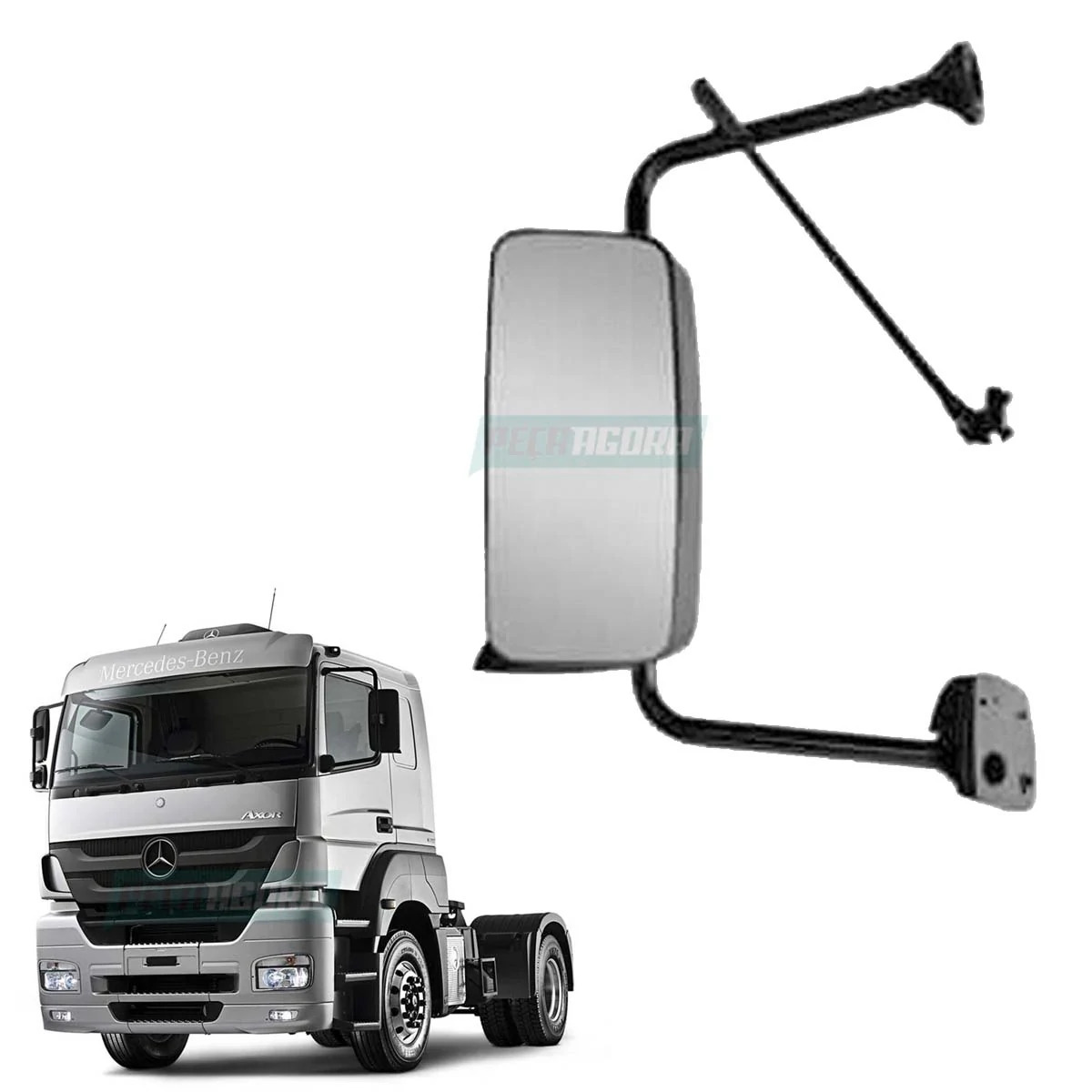 CONJUNTO ESPELHO RETROVISOR ESQ INTEIRICO MANUAL MB AXOR ATEGO 07 A 12 SEM DESEM