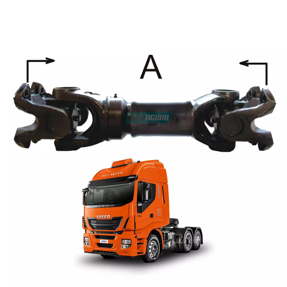 CARDAN COMPLETO ENTRE EIXO 607,5MM PARA IVECO STRALIS HI WAY 520 560 VW  19330T 19390T 25390T 26390T