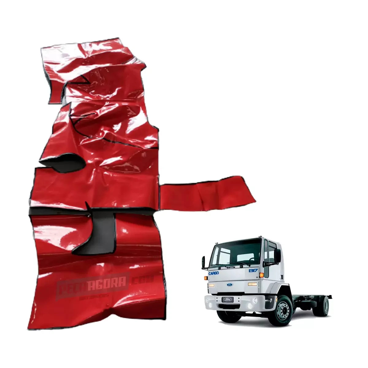 TAPETE VINIL VERMELHO FORD CARGO 1985 A 2005 SEM CAPO (ML0273C-PUES232V)