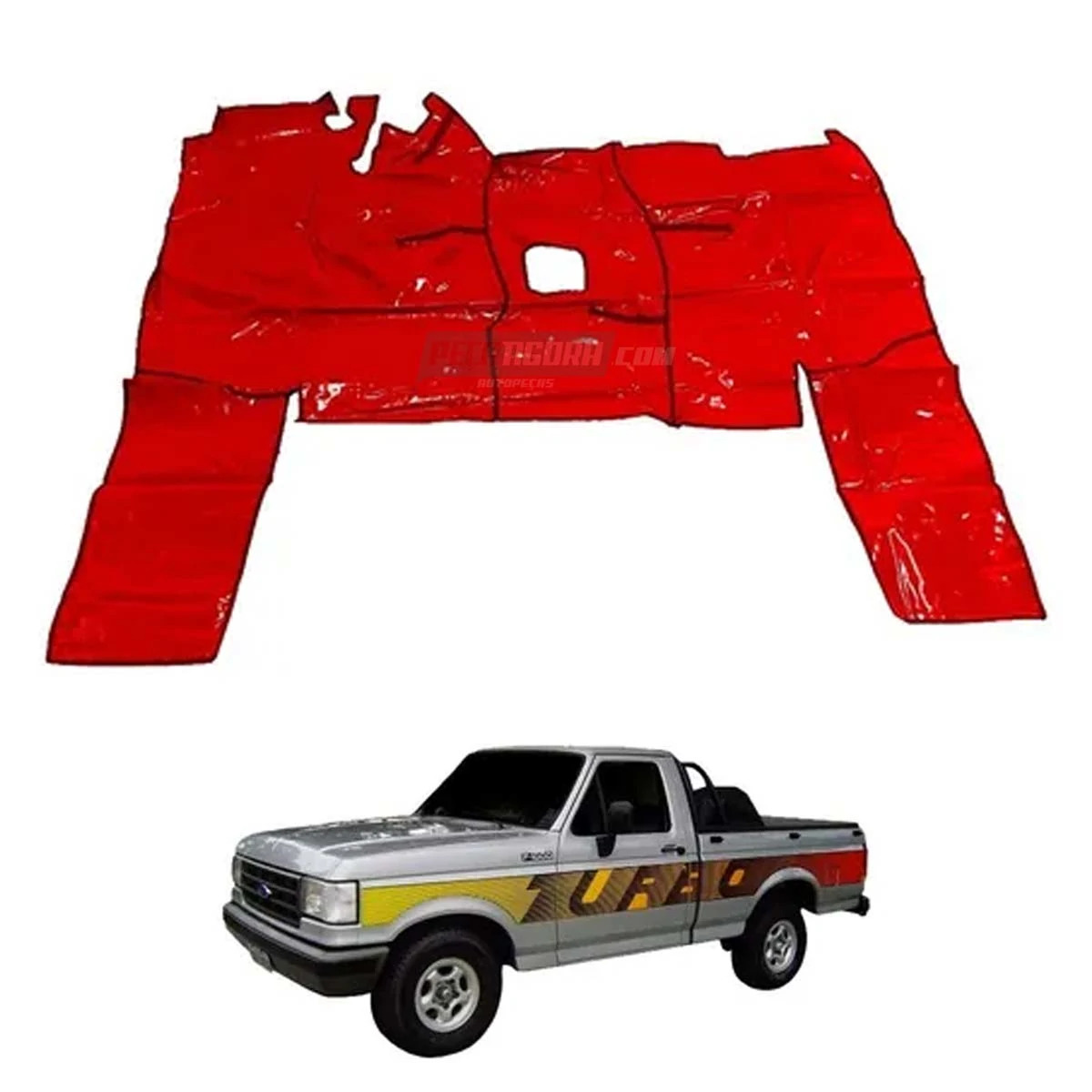 TAPETE VINIL VERMELHO FORD F1000 F4000 93 94 95 (PUES238V)