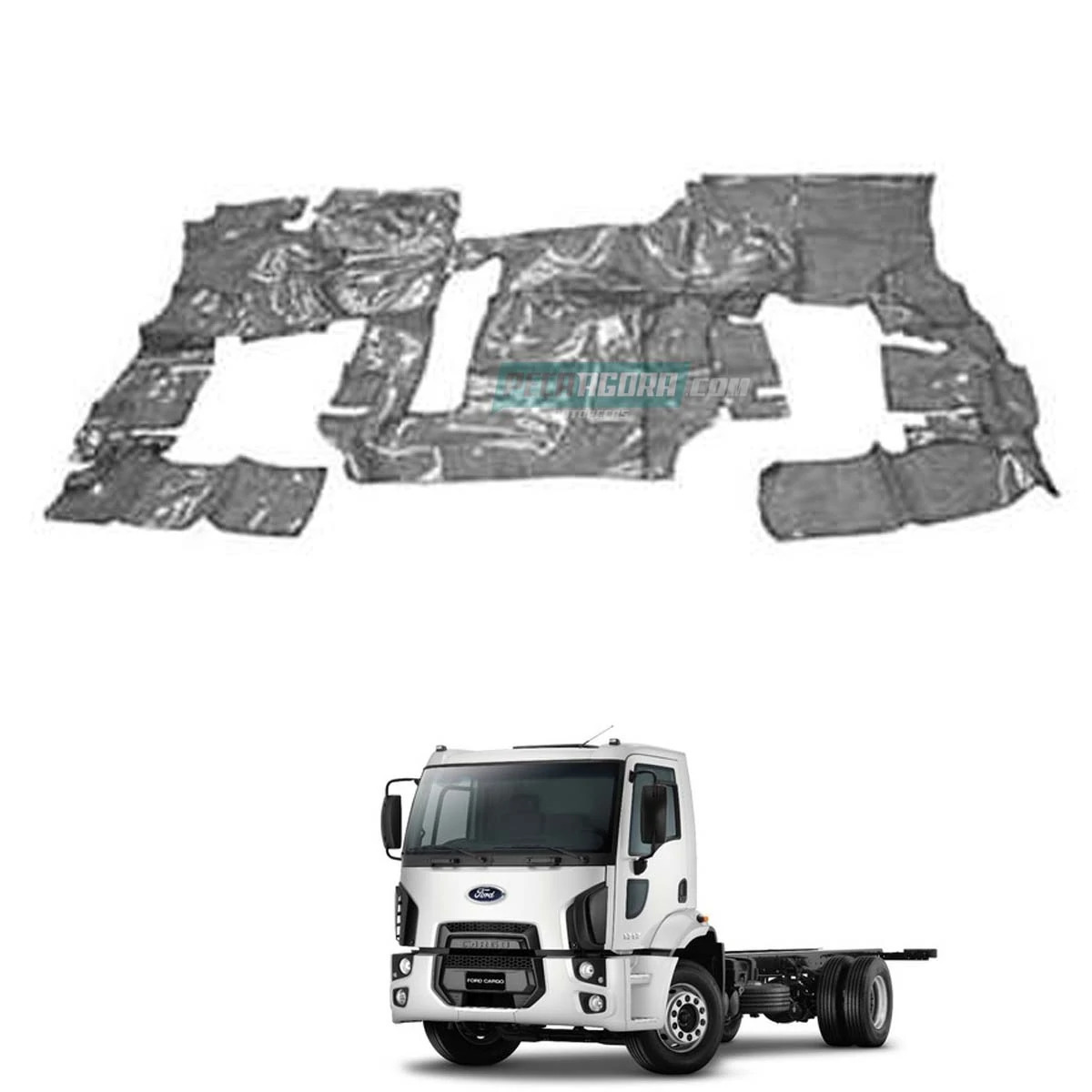 TAPETE VINIL CINZA FORD CARGO COM CAPO CABINE SIMPLES 2011 A 2016 (PUES247C)