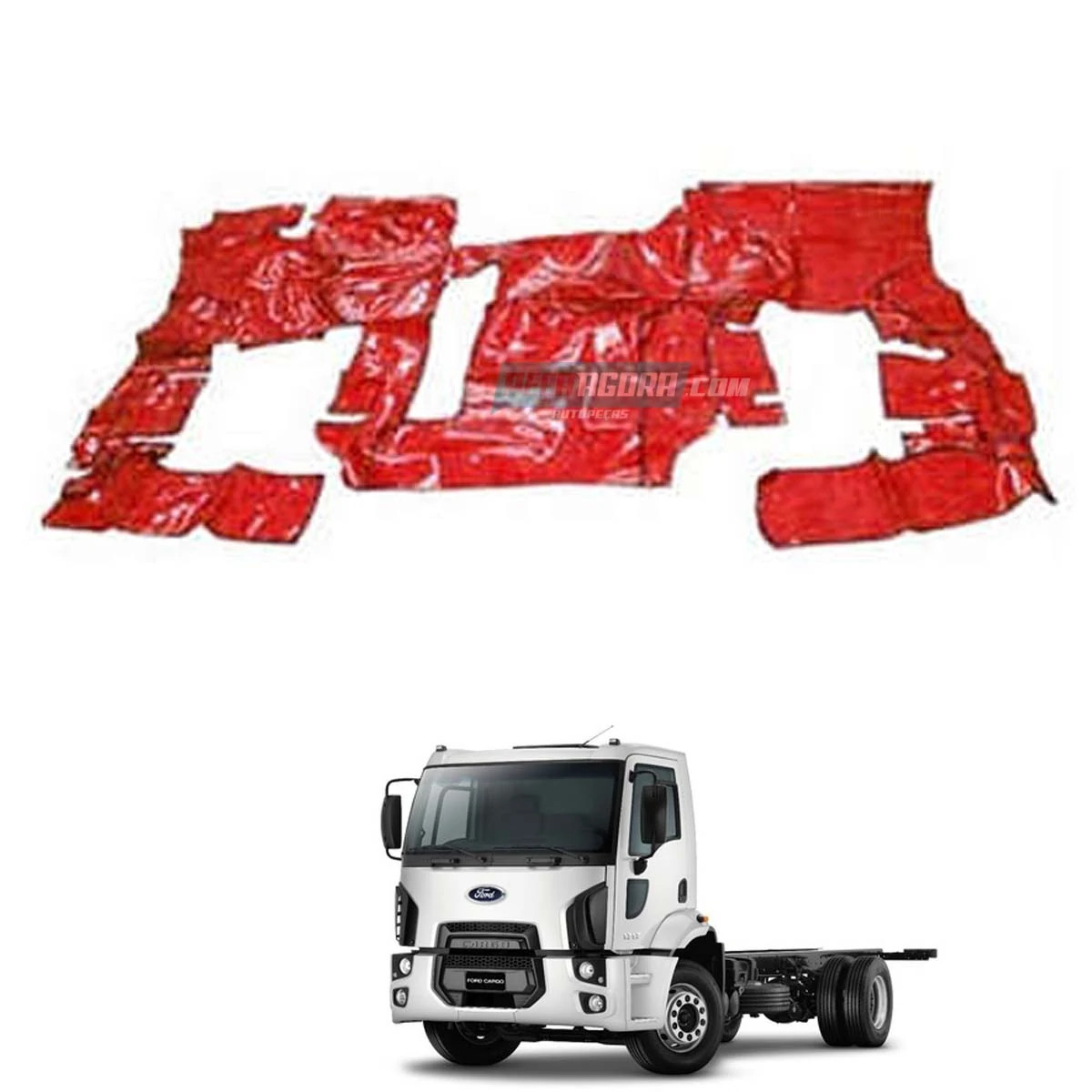 TAPETE VINIL VERMELHO FORD CARGO COM CAPO CABINE SIMPLES 2011 A 2016 (PUES247V)