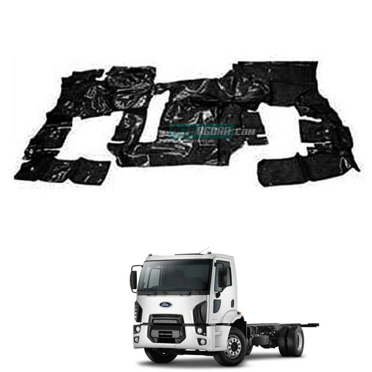 TAPETE VINIL PRETO FORD CARGO COM CAPO CABINE SIMPLES 2011 A 2016 (ML0279D-PUES2