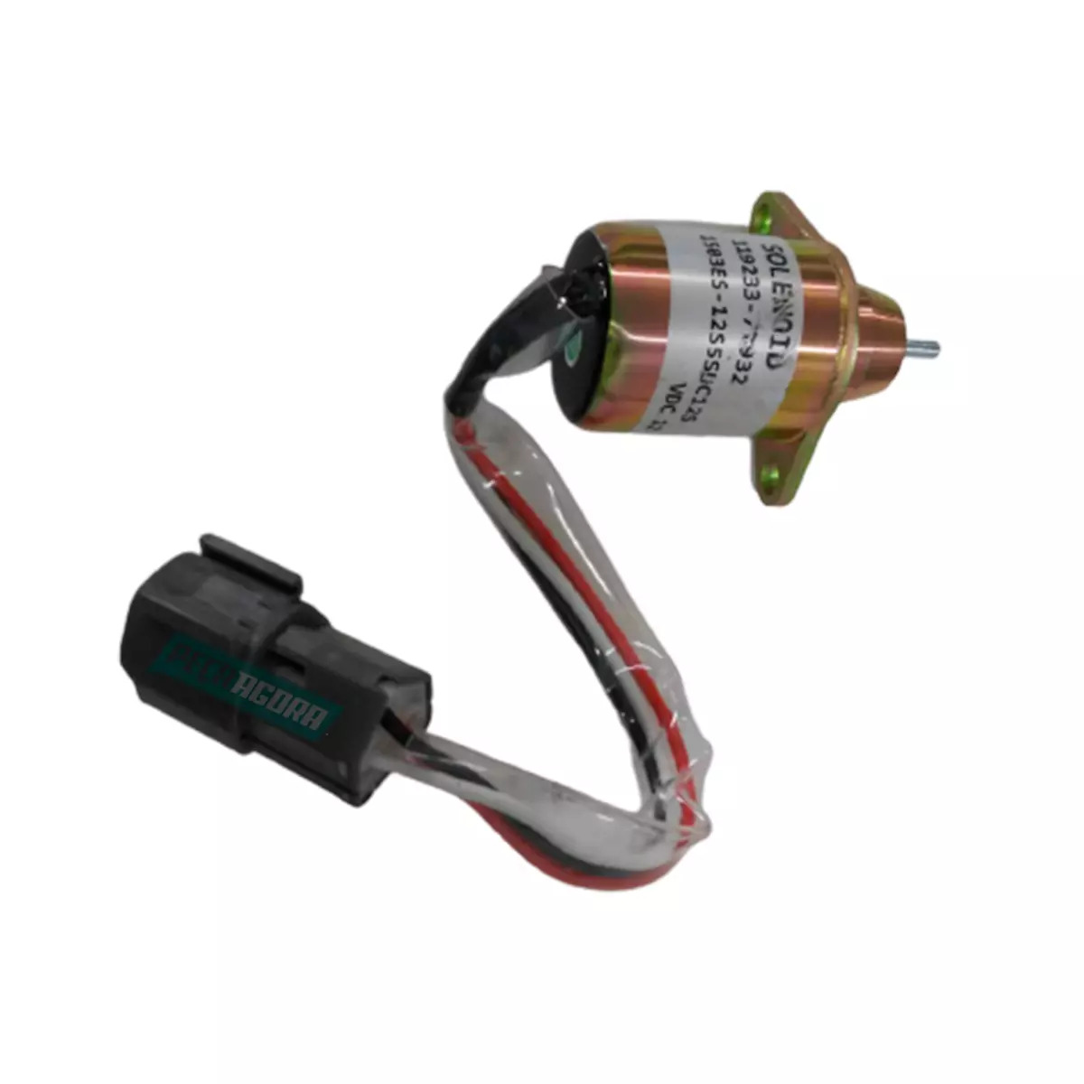 SOLENOIDE PARADA HYUNDAI YANMAR 12V CHICOTE COM PLUG 3 TERMINAIS COM SUPORTE HYU