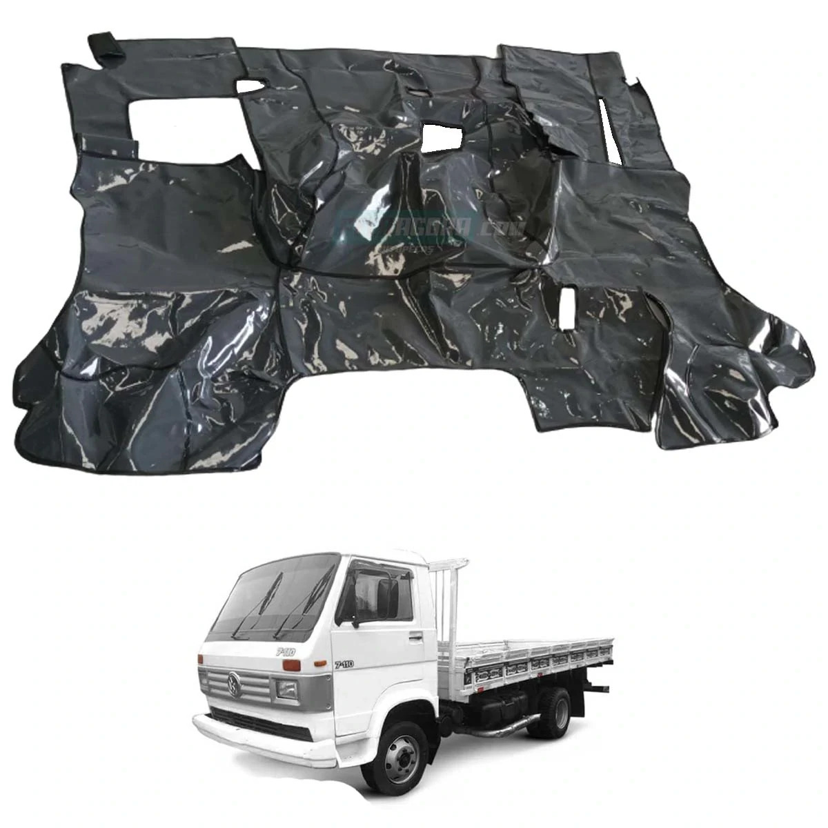 TAPETE VINIL CINZA COM CAPUZ VW 7100 7120 8120 8140 8150 9150 13150 13180 15180 