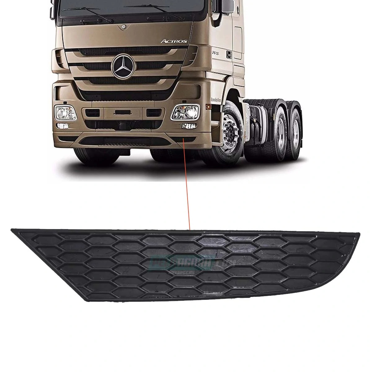 ACABAMENTO PONTEIRA SPOILER ESQUERDO MB ACTROS PLASTICO INJETADO (9438851422-)