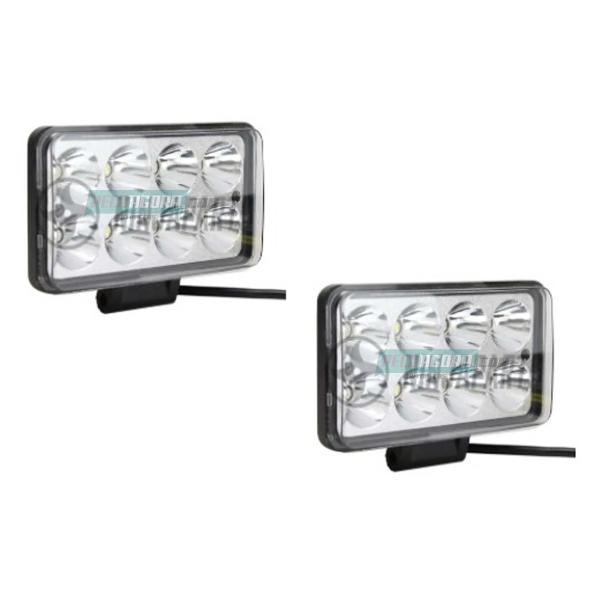 PAR FAROL AUXILIAR QUADRADO 8 LEDS BIVOLT 12/24V 27W 5CM ESPESSURA (P.GTL1012BR)