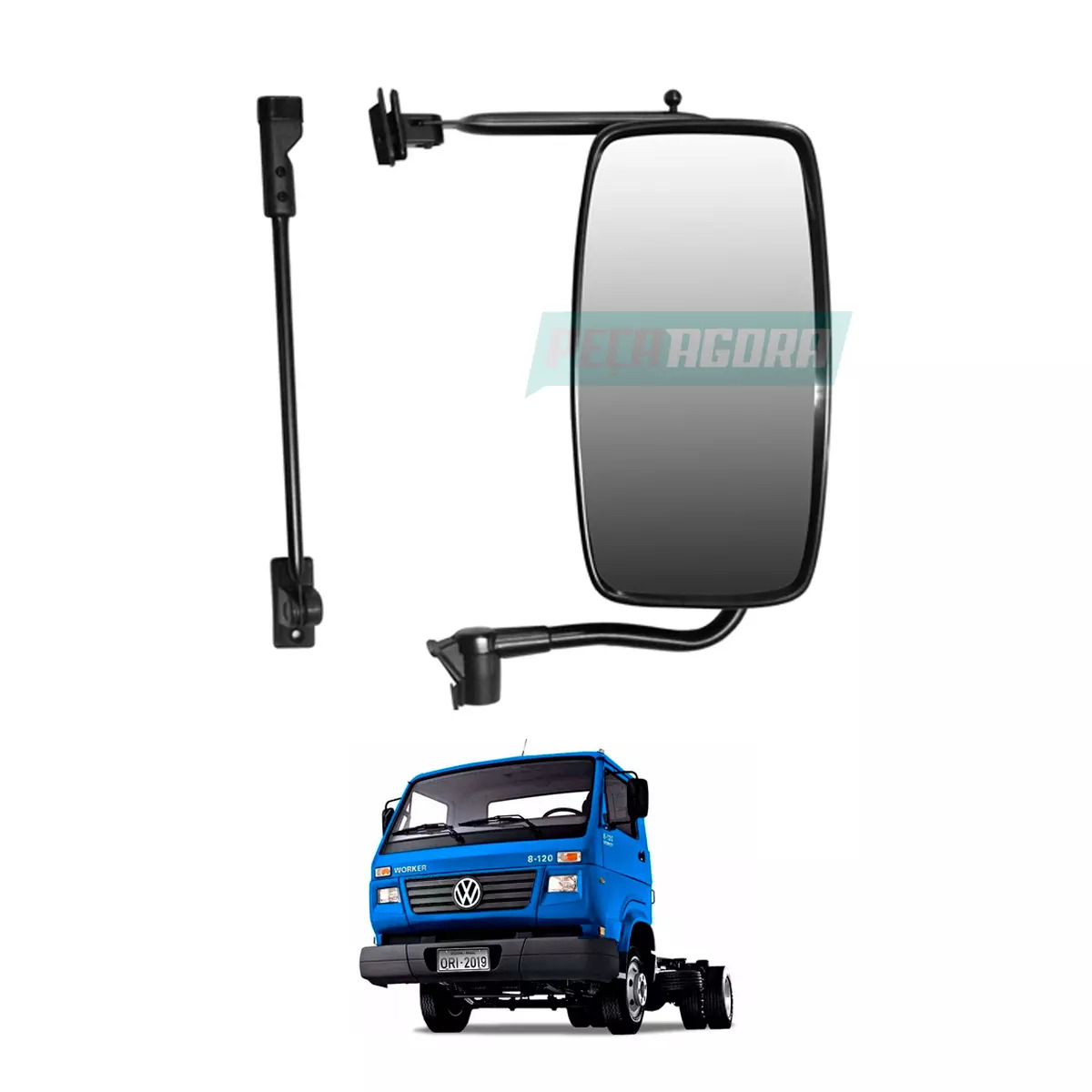 ESPELHO RETROVISOR ESQ VW WORKER 8120 8140 8150 - CONVEXO (2R0857513.)