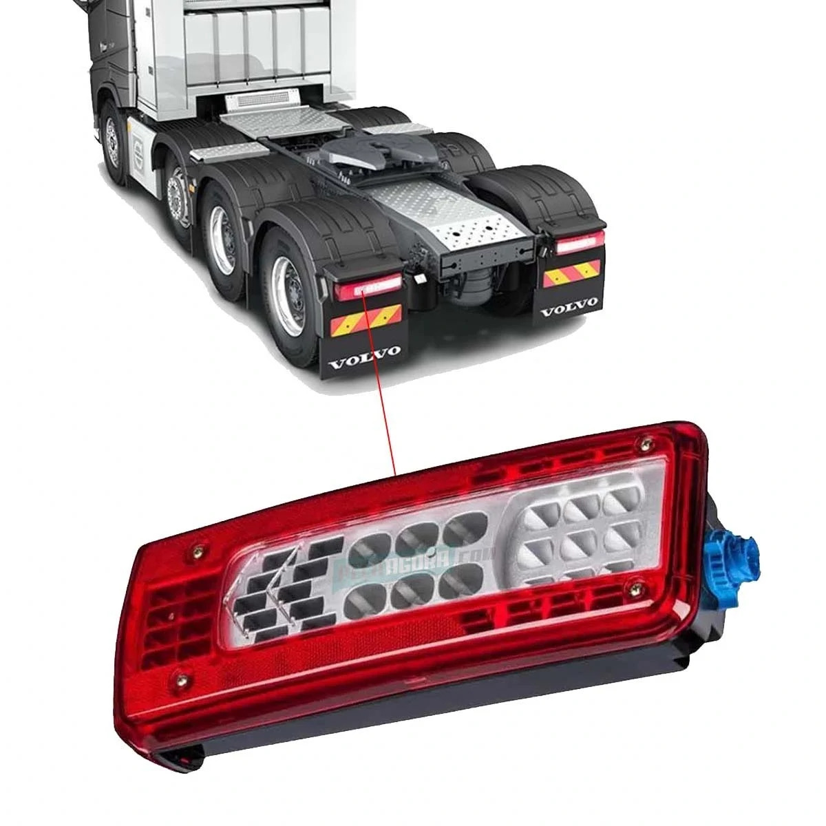 LANTERNA TRASEIRA ESQ LED VOLVO VM FH FM 2015... COM VIGIA COM SOQUETE AZUL (824