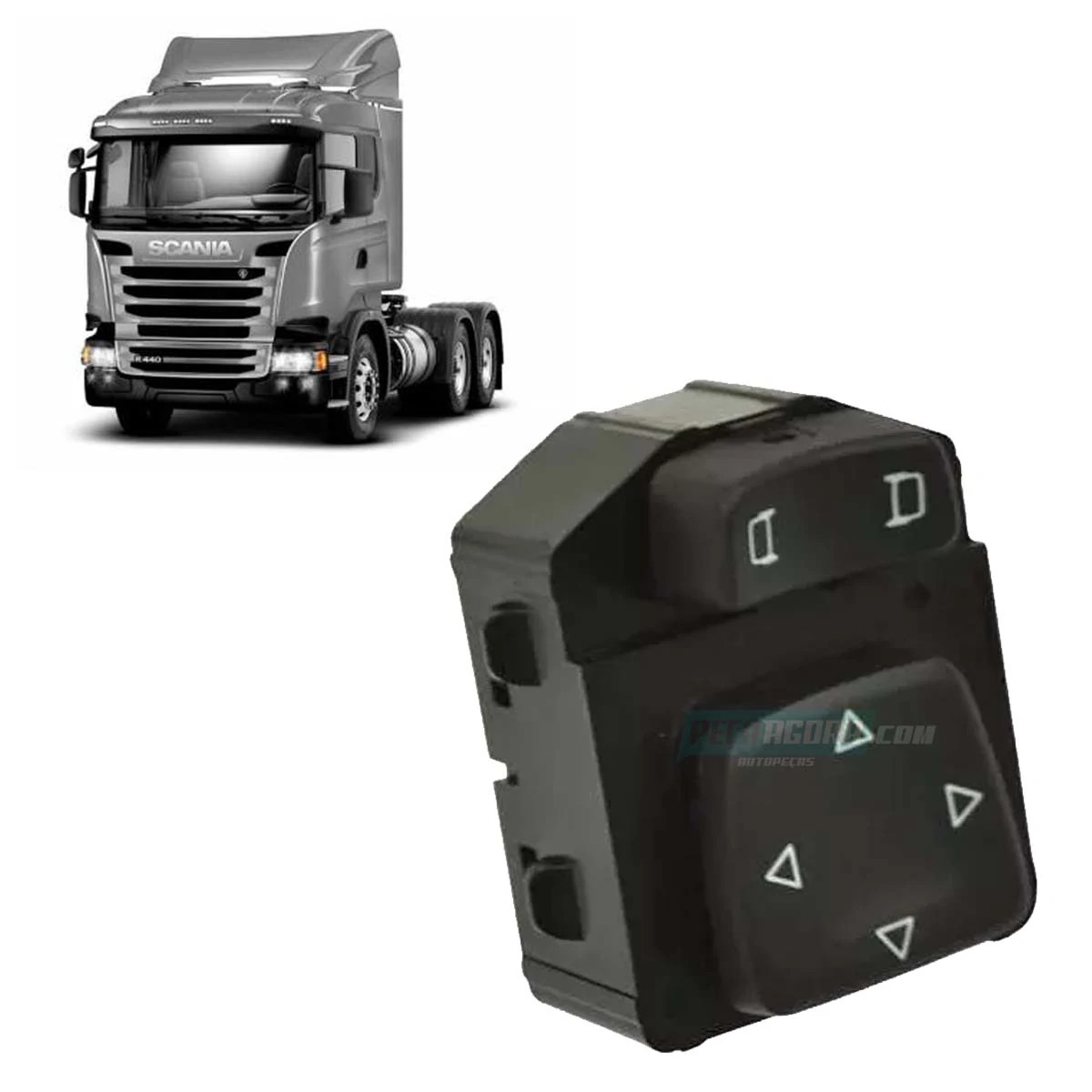 BOTAO INTERRUPTOR RETROVISOR PARA SCANIA SERIE 5 P G R (1863514L)