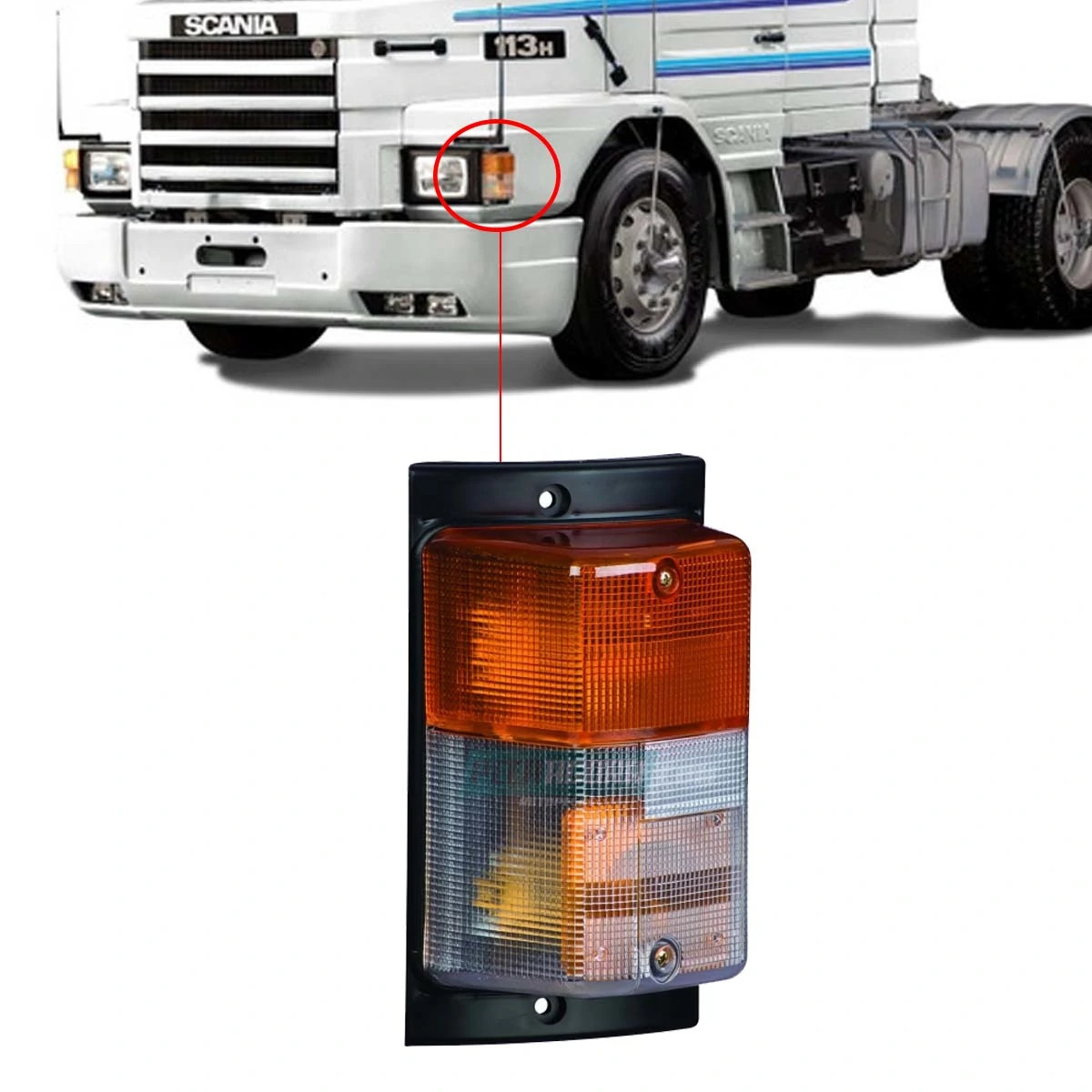 LANTERNA SETA PISCA ESQ PARA SCANIA 112 113 142 143 PADRAO ESQUERDA (1365968-394