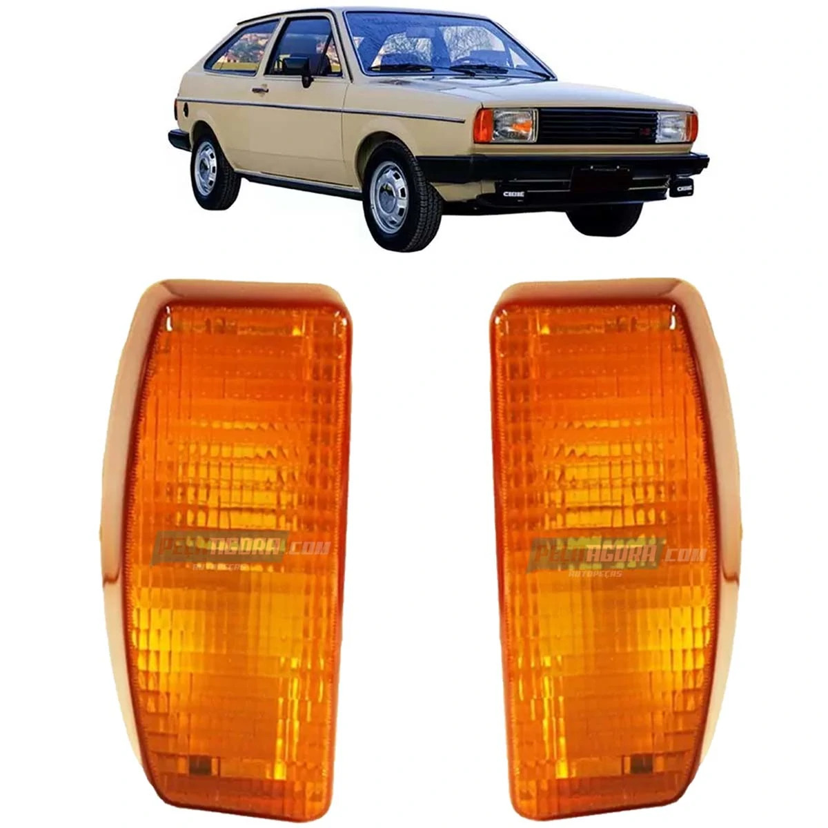 PAR LANTERNA SETA ESQ DIR GOL VOYAGE SAVEIRO PARATI 83 A 86 AMBAR SEM SOQUETE (P