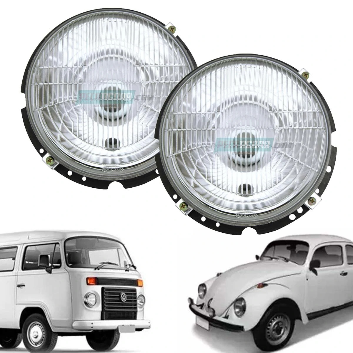 PAR FAROL VW FUSCA 74 DIANTE KOMBI 76 DIANTE VIDRO 180MM (P.FARFUSCAKOMBI-F03)