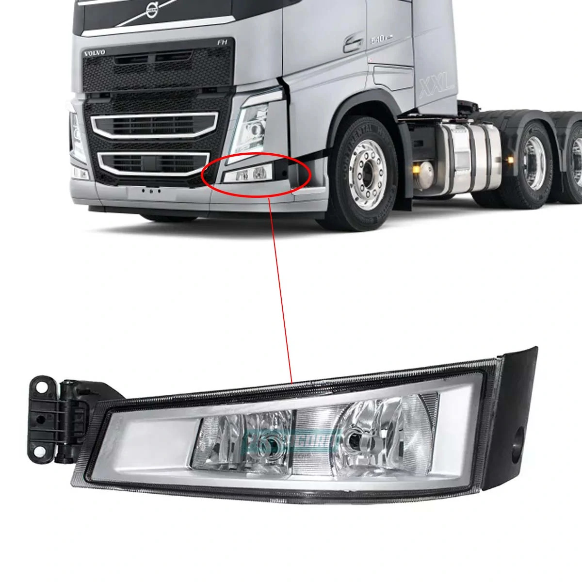 FAROL AUXILIAR ESQUERDO VOLVO FH14 FM14 2014 A 2020 2 FOCOS (82140763)