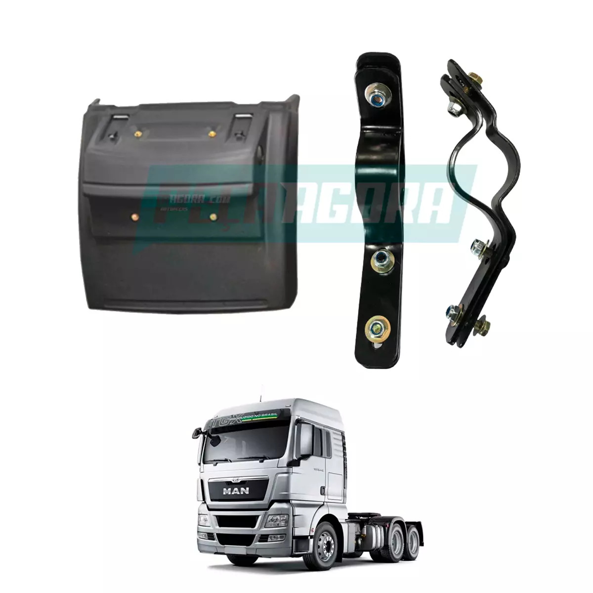 MEIO PARALAMA TRACAO TRASEIRO DIREITO MAN TGX COM PRESILHAS METALICAS (254069609