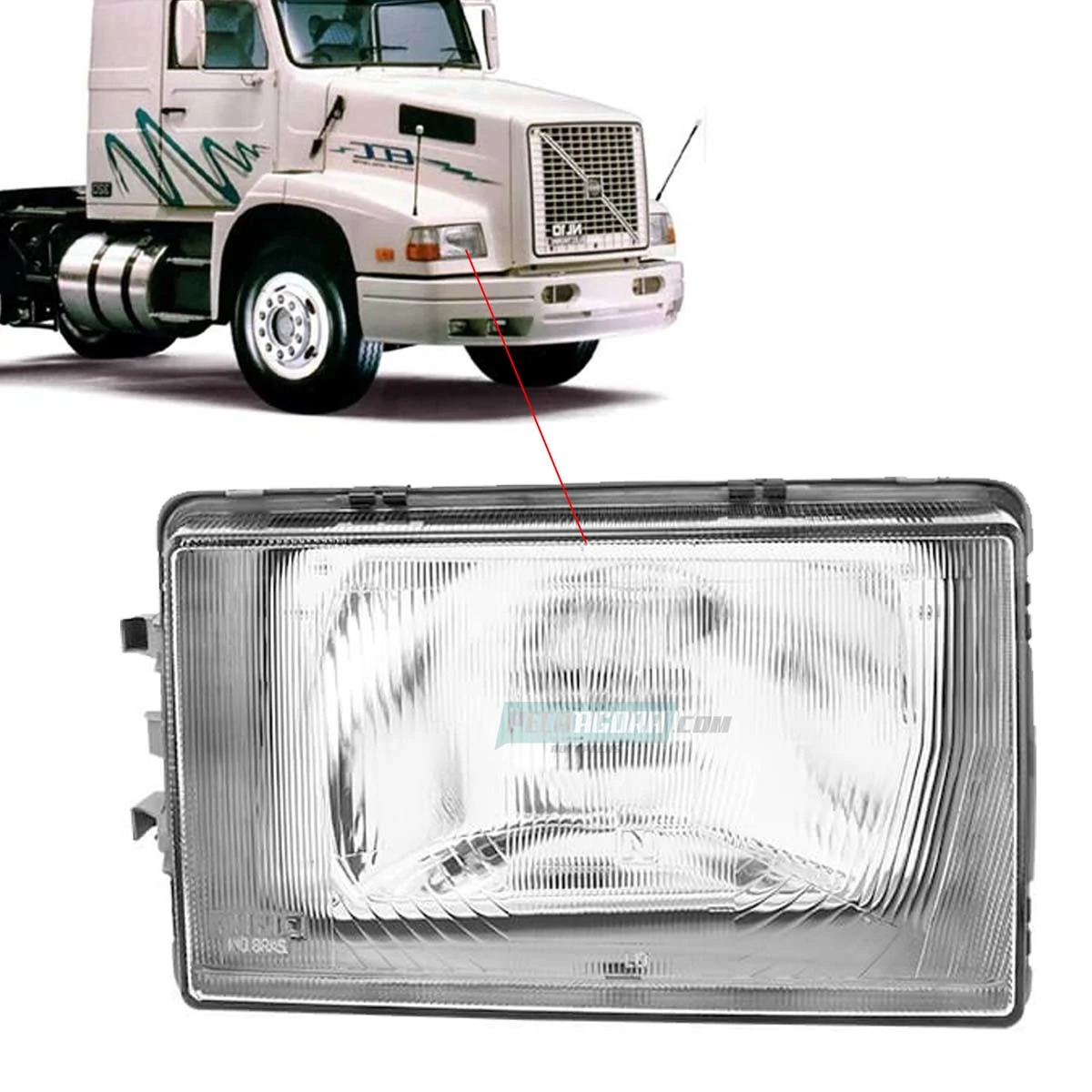 FAROL COMPLETO H4 DIREITO VOLVO NL10 NL12  (8121100-F78)