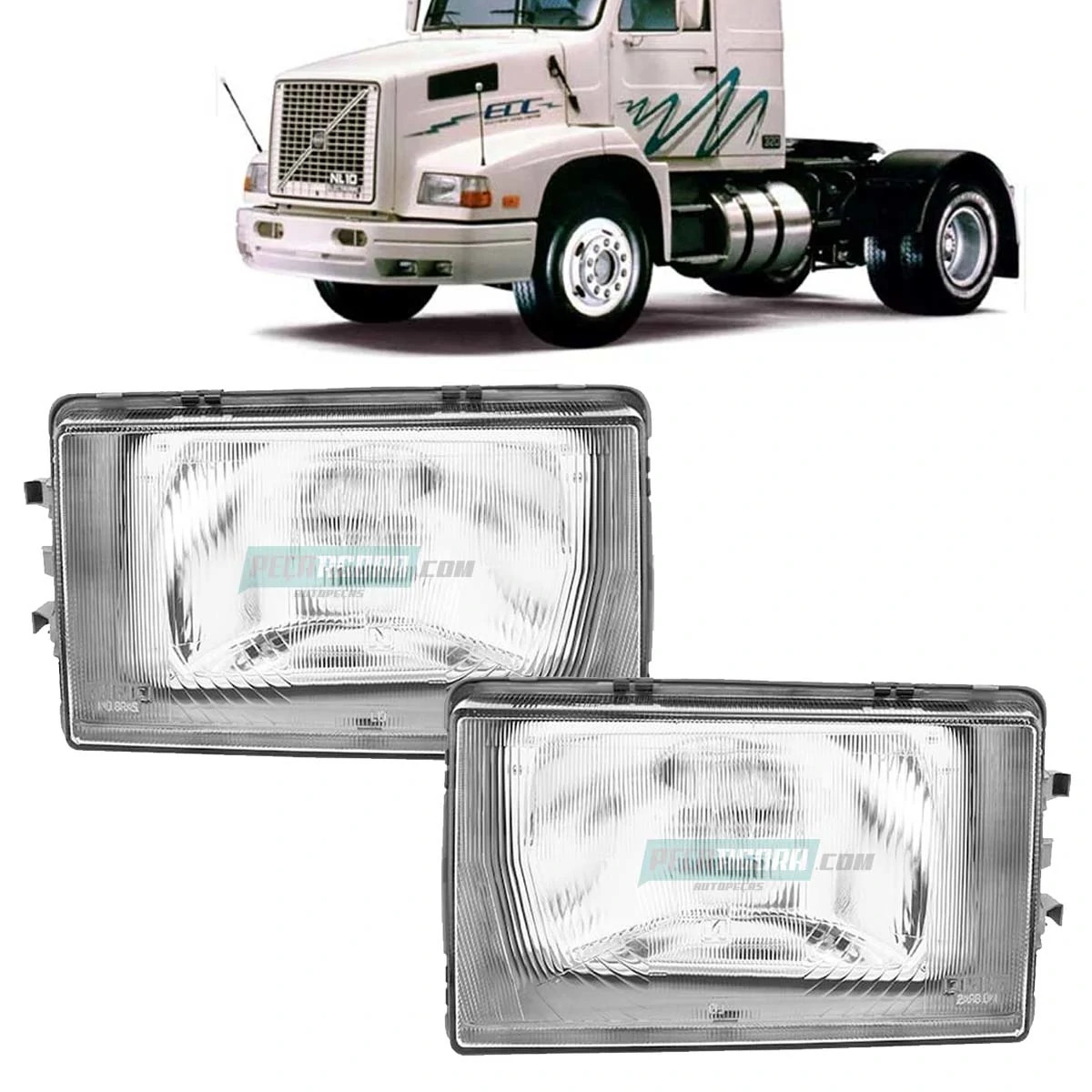 PAR FAROL COMPLETO H4 ESQ DIR VOLVO NL10 NL12 ESQUERDO NINO (8121101-8121100)