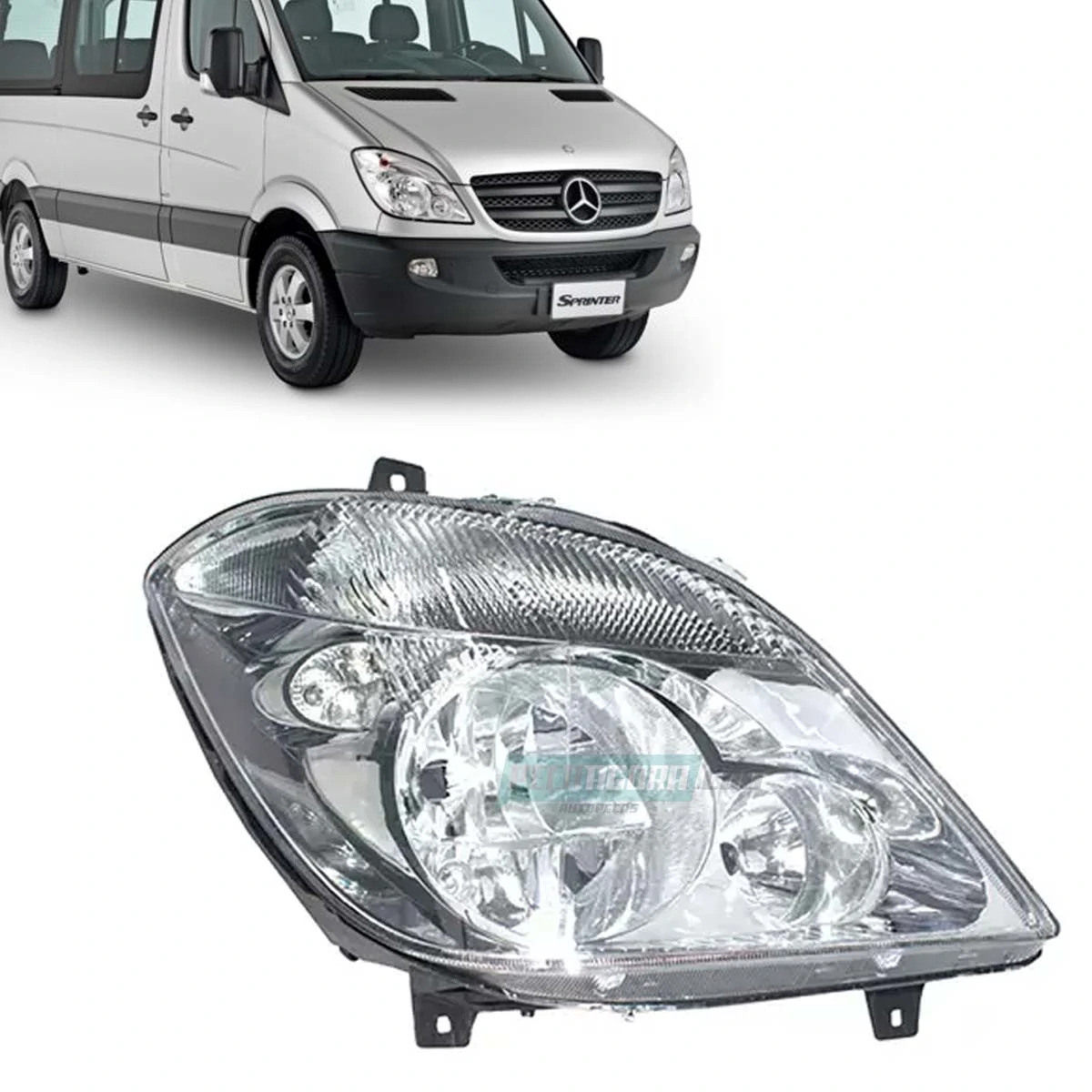 FAROL PRINCIPAL DIREITO COM AUXILIAR MB SPRINTER 415 515 12 A 16 (9068200161/)