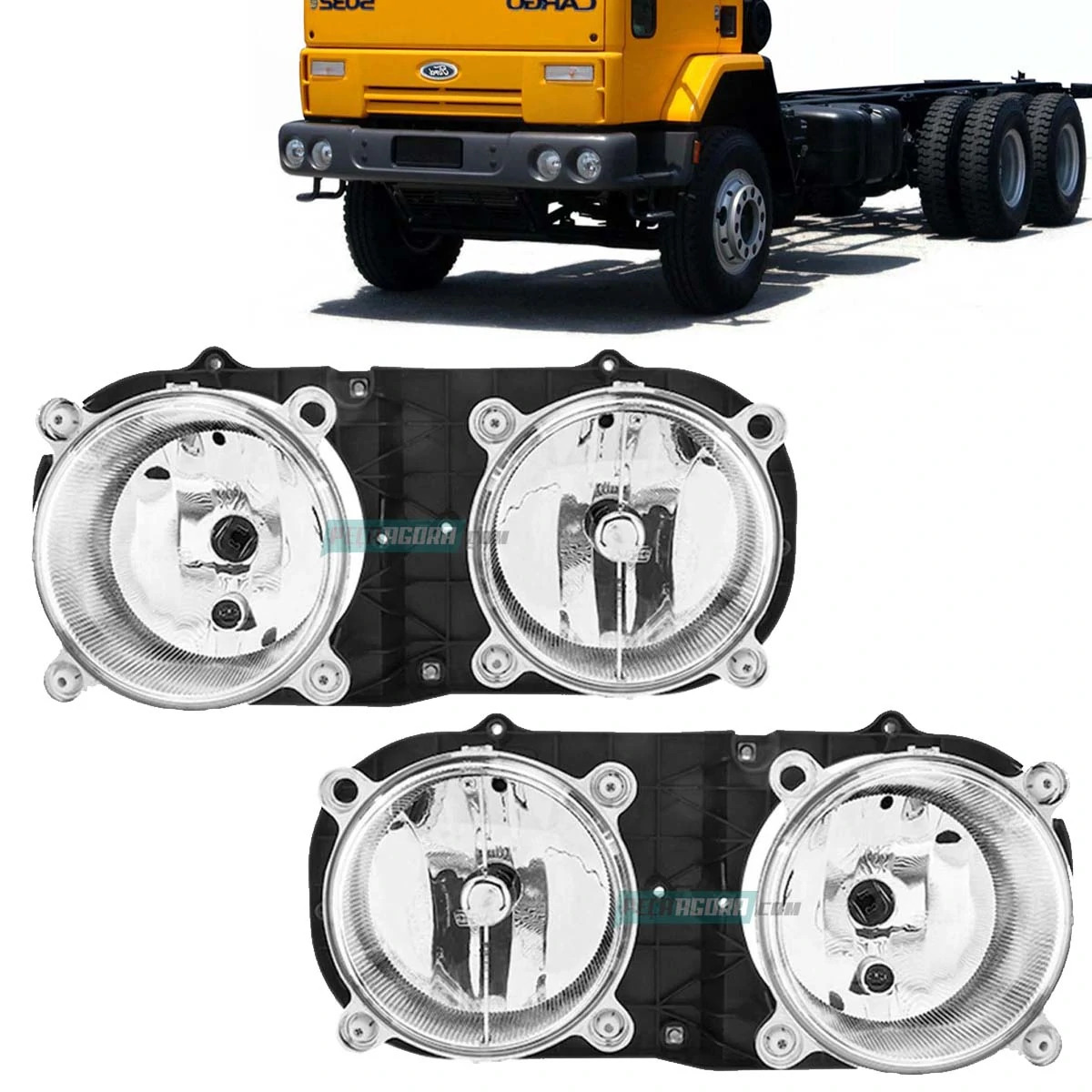 PAR FAROL DUPLO H7 CACHIMBO ESQ DIR FORD CARGO 06 A 11 HORIZONTAL (F357-F358)