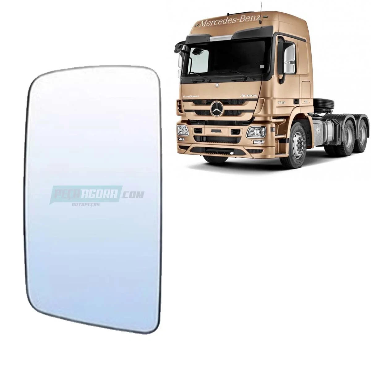VIDRO PRINCIPAL ESPELHO RETROVISOR ESQ MB ACTROS COM DESEMBACADOR  (0028113333-0