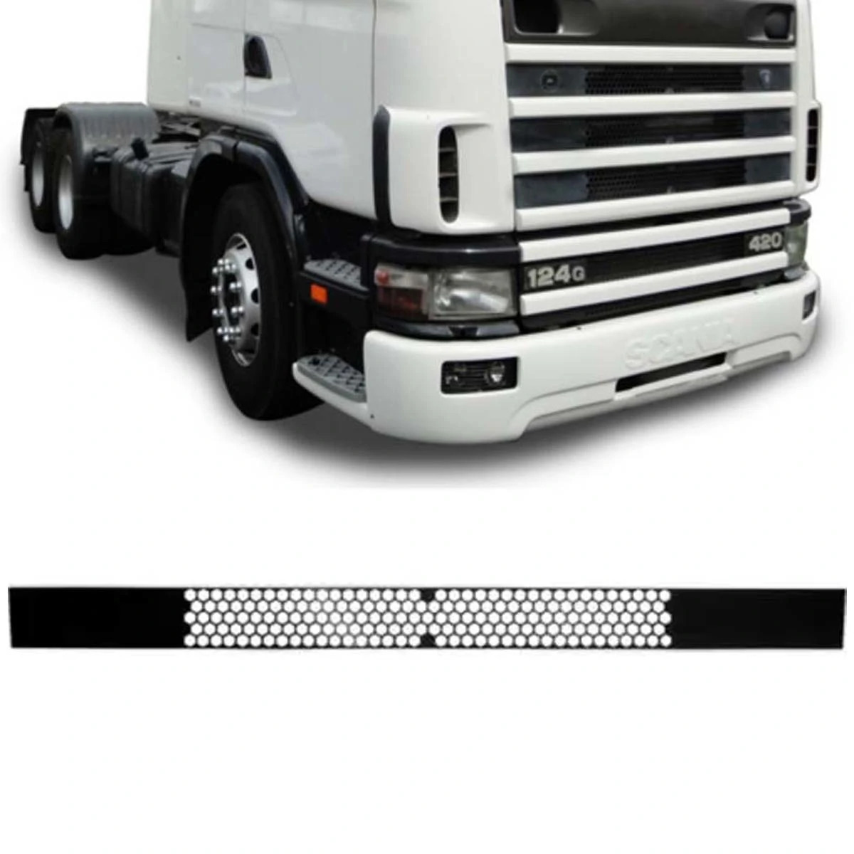 TELA GRADE FRONTAL CENTRAL PARA SCANIA SERIE 4 R124 R114 R164 (1371757X)