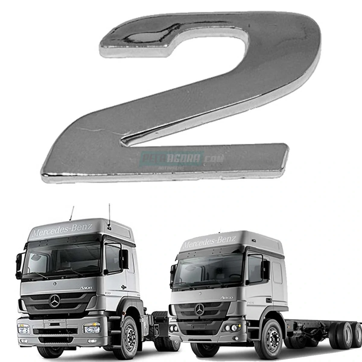 EMBLEMA LATERAL NUMERO 2 CROMADO MB AXOR ATEGO (9438171314.)