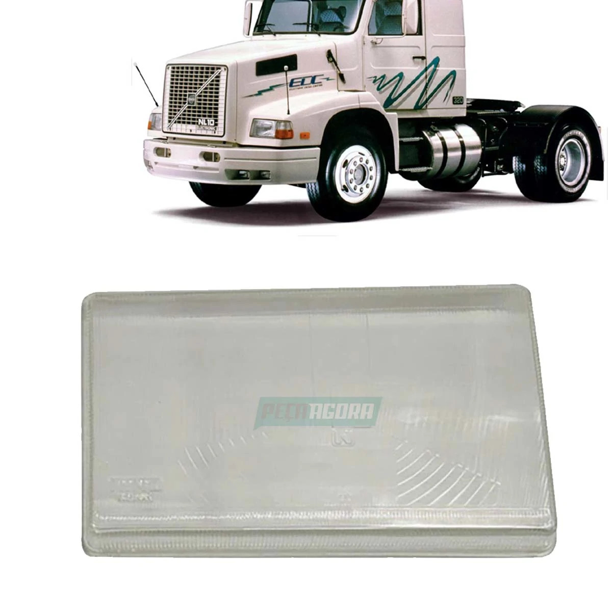 VIDRO LENTE FAROL ESQUERDO VOLVO NL10 NL12 (8121101-L19)