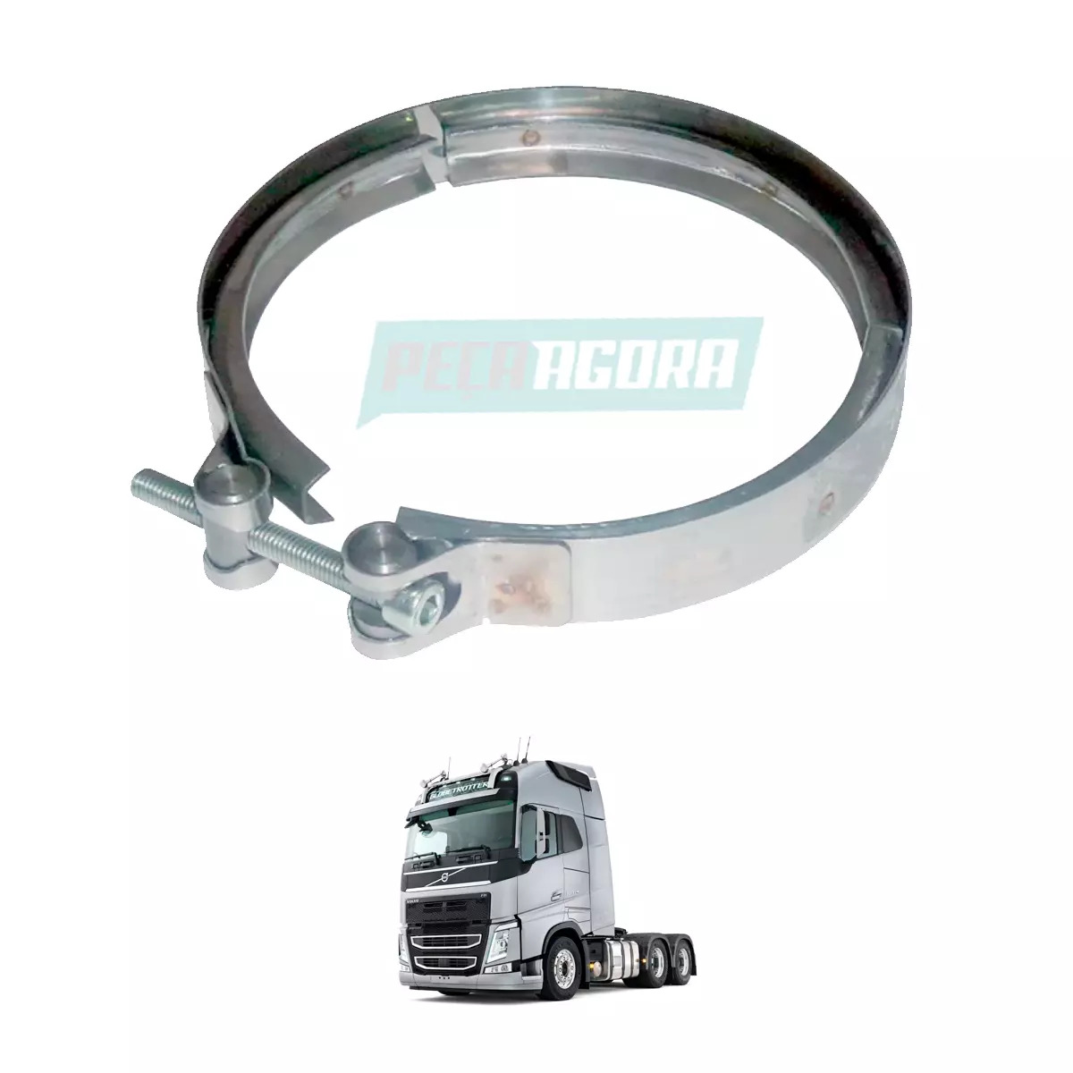 ABRACADEIRA ESCAPAMENTO 5'' INOX VOLVO FH 2012 A 2014  EURO 5 (21029030-22907383