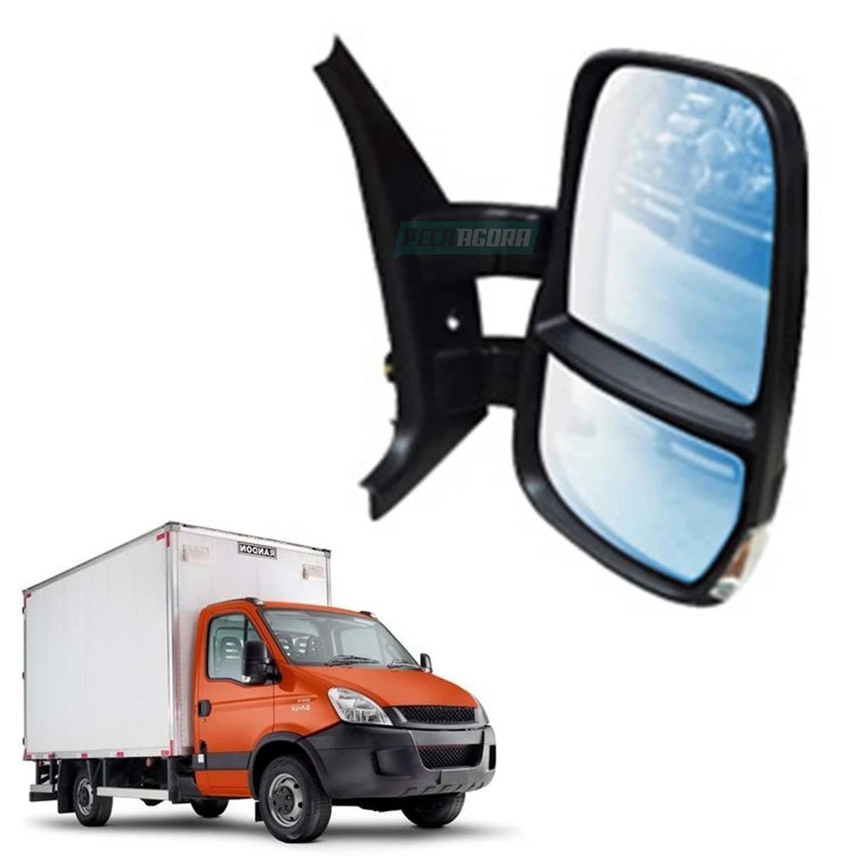 ESPELHO RETROVISOR MANUAL DIR 12V BRACO CURTO PARA IVECO DAILY 35S14 A 55C16 35S