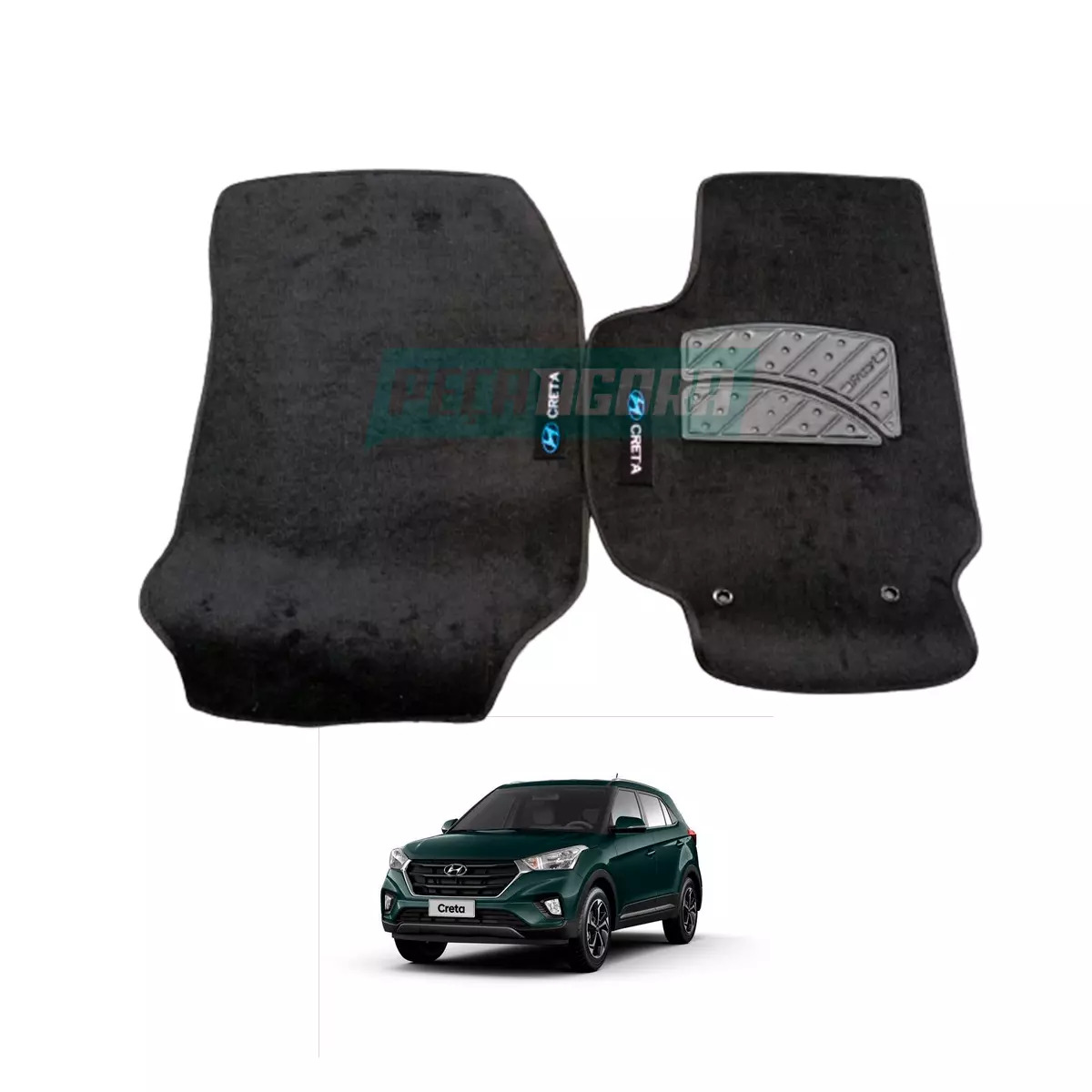 TAPETE CARPETE COM NOME HYUNDAI CRETA 2022 PRETO (500655PTO)
